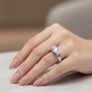 Premium 925 Sterling Silver Solitaire Ring with Sparkling Stone